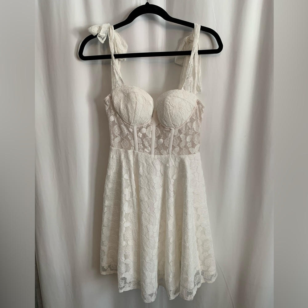 NWT Angel Biba White Corset Top Mini Dress Size M - Picture 1 of 7